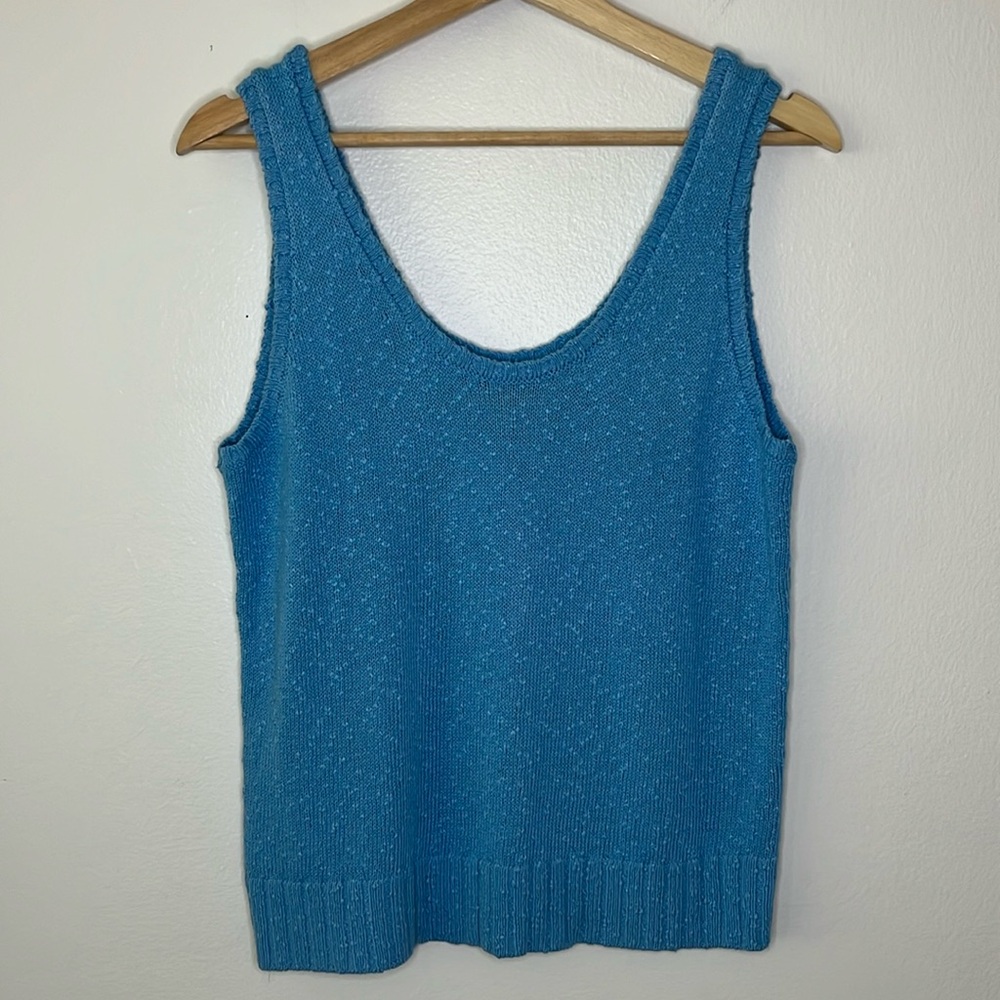 LOFT Scoop Neck Knit Tank Top in Blue size small NWT - Picture 1 of 7